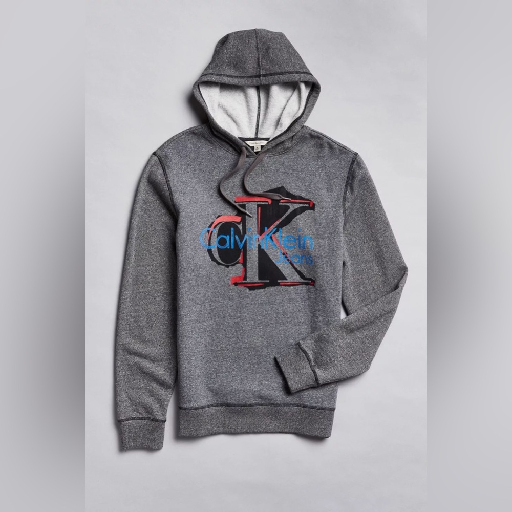 EUC Calvin Klein Jeans '90s Vintage Logo Hoodie Sweatshirt in Dark Grey